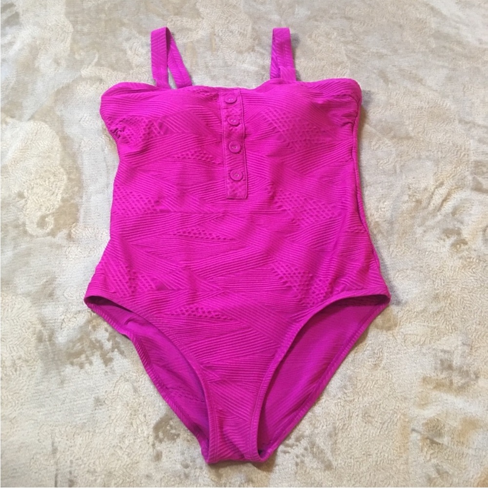 Krista hot pink/fuchsia/magenta 1 pc swimsuit adjustable straps cups sz 16